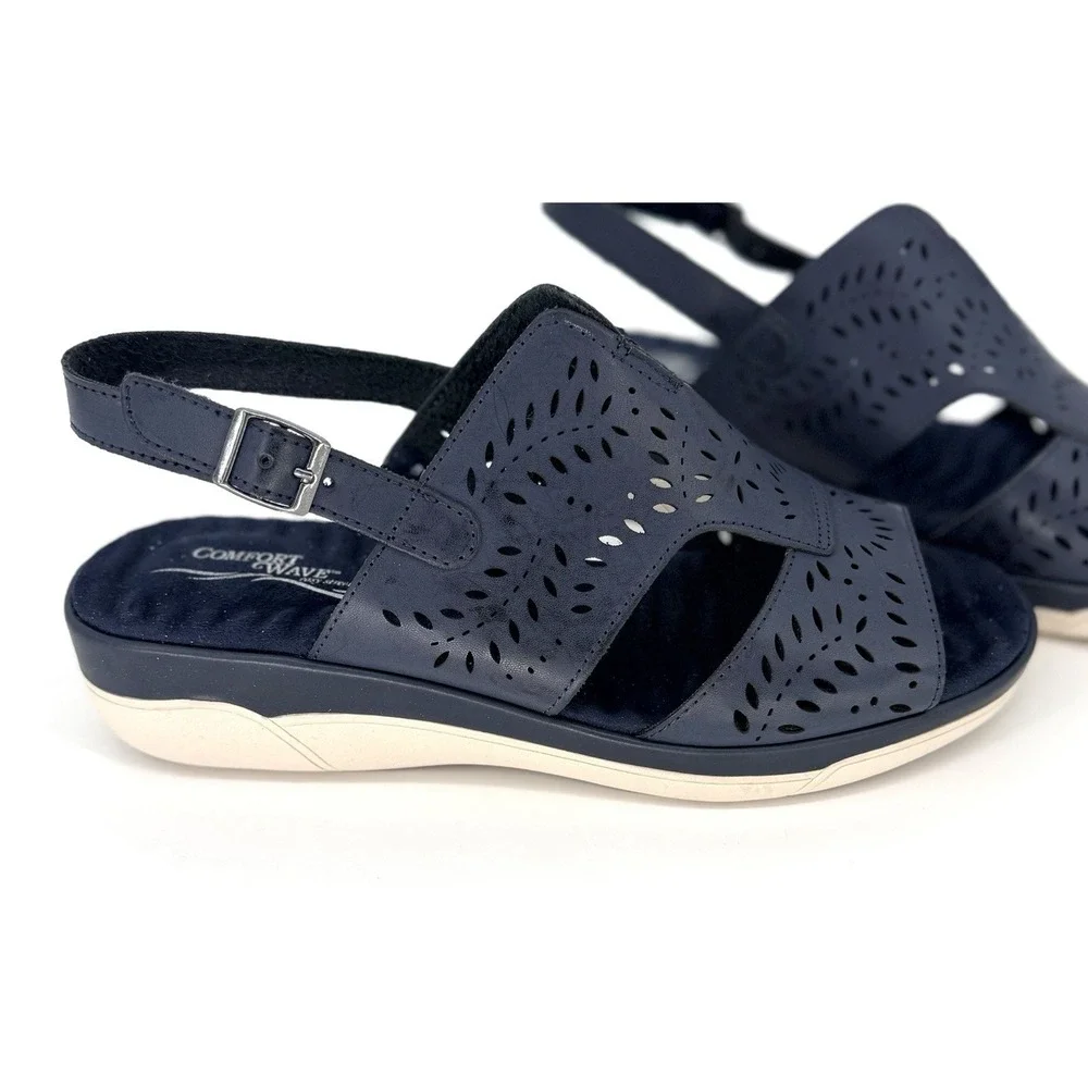 Easy Street Comfort Wave Platform Sandals Primrose Womens Navy 8WW Casual